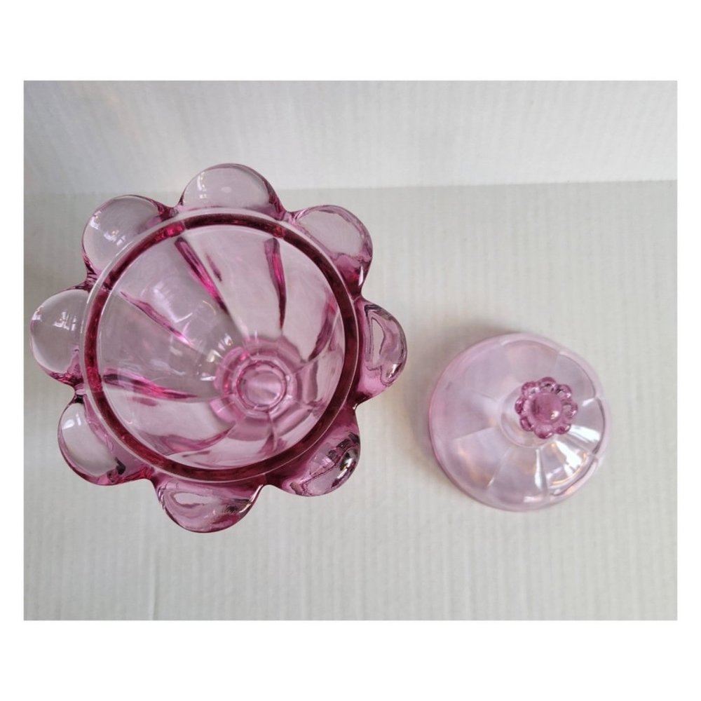 Viking Epic Petal Footed Candy Jar in Rare Thistle Pink color - Picture 2 of 6